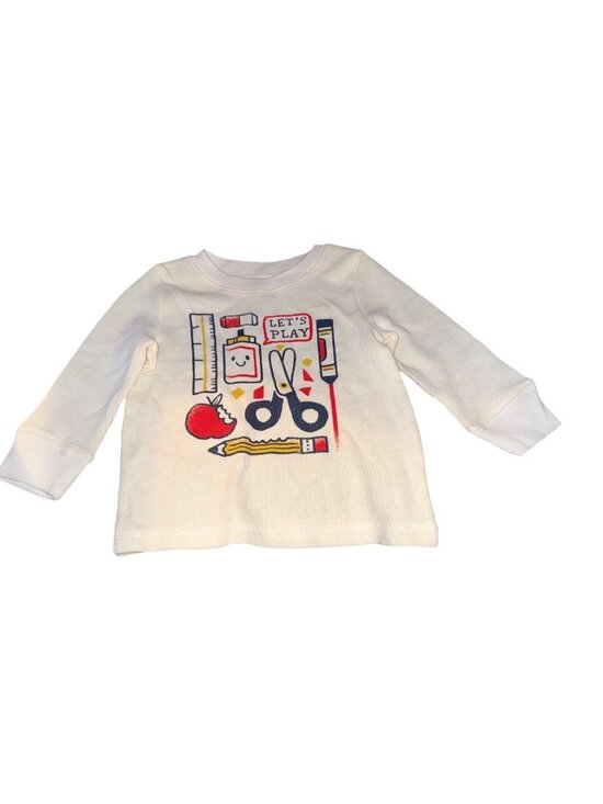 jumping beans Other - Jumping Beans Baby Long-Sleeve "Lets Play" Graphic Top 12M White Cotton Blend